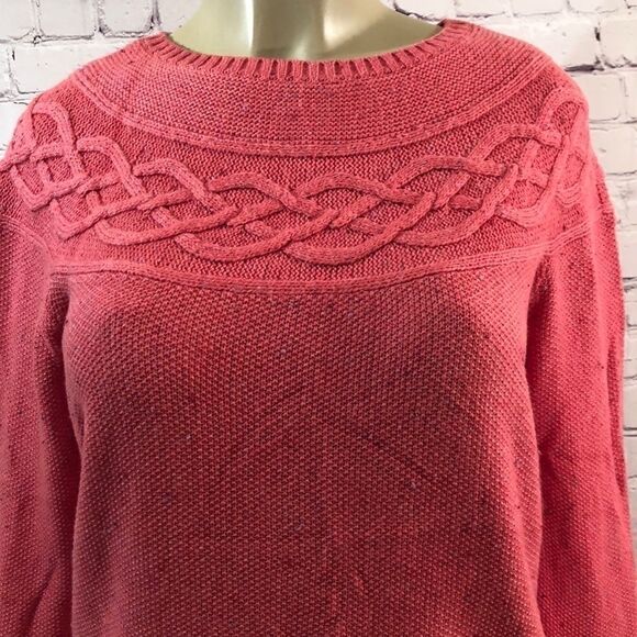 Talbots cable knit pink sweater - Picture 2 of 7